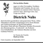 Danksagung Dietrich Nuhs