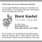 Traueranzeige Horst Knebel