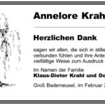 Danksagung Annelore Krahl