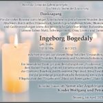 Danksagung Ingeborg Bogedaly, geb. Trube