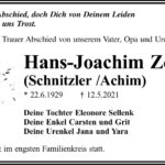 Traueranzeige Hans-Joachim Zenkner