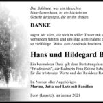 Danksagung Hans und Hildegard Berendt