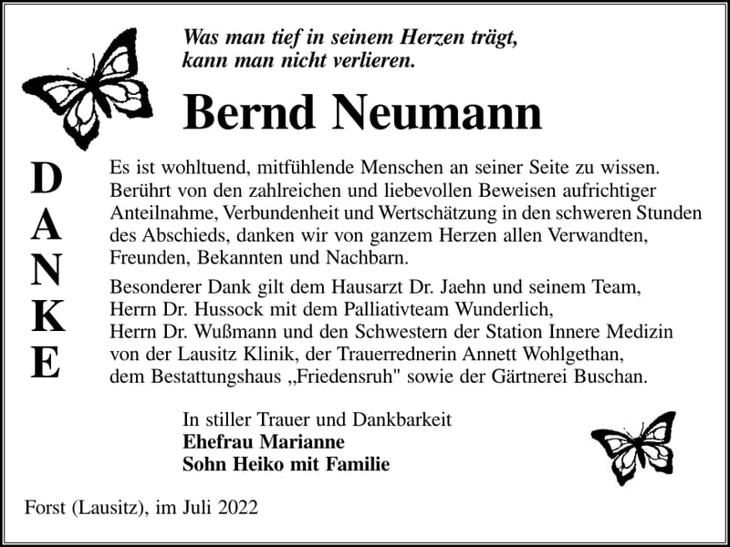 Danksagung Bernd Neumann