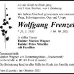 Traueranzeige Wolfgang Frenzel