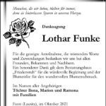 Danksagung Lothar Funke