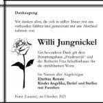 Danksagung Willi Jungnickel