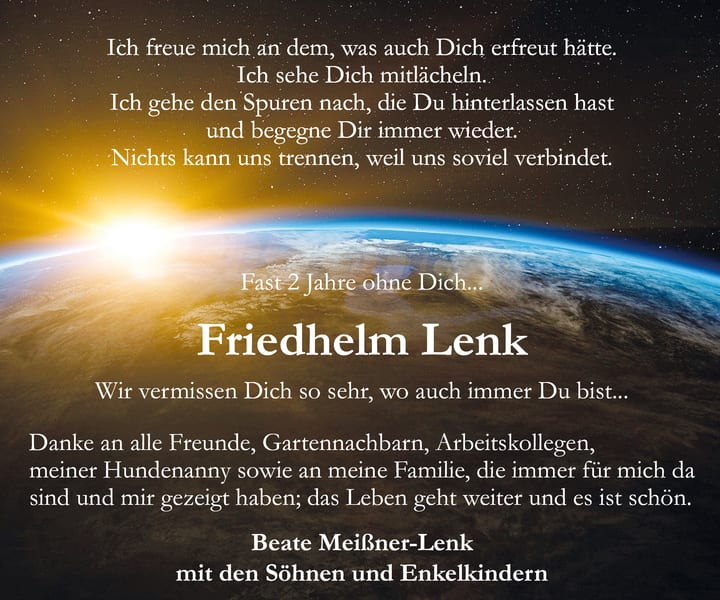 Jahresgedenken Friedhelm Lenk