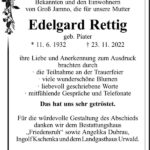Danksagung Edelgard Rettig, geb. Piater