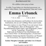 Traueranzeige Emma Urbanek, geb. Görrissen