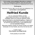 Traueranzeige Helfried Kunde