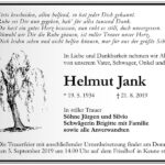 Traueranzeige Helmut Jank