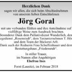 Danksagung Jörg Goral