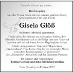 Traueranzeige Gisela Glöß