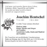 Traueranzeige Joachim Hentschel