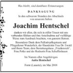 Danksagung Joachim Hentschel