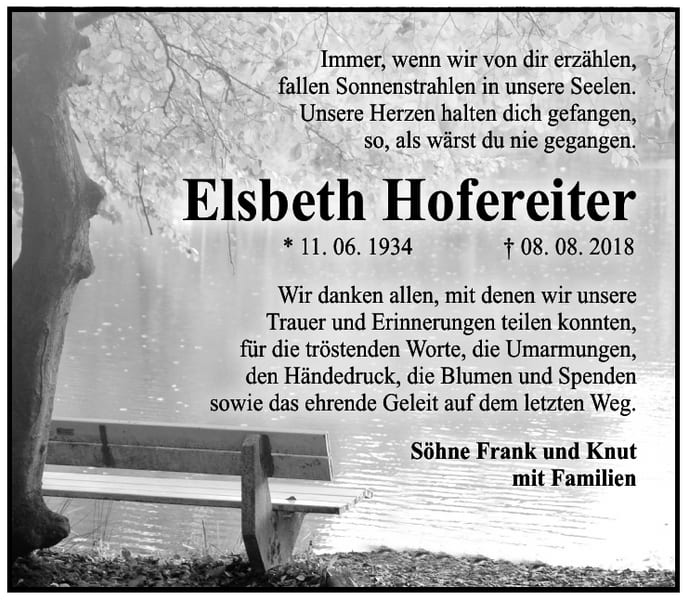 Danksagung Elsbeth Hofereiter