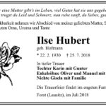 Traueranzeige Ilse Hubert, geb. Hofmann