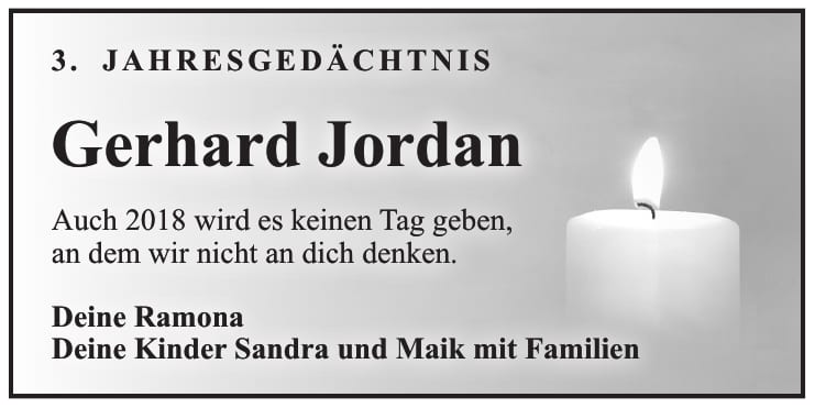 Jahresgedenken Gerhard Jordan