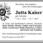 Traueranzeige Jutta Kaiser, geb. Schröder