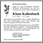 Traueranzeige Klaus Kallenbach