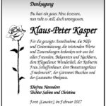 Danksagung Klaus-Peter Kasper