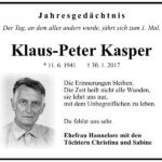 Jahresgedenken Klaus-Peter Kasper