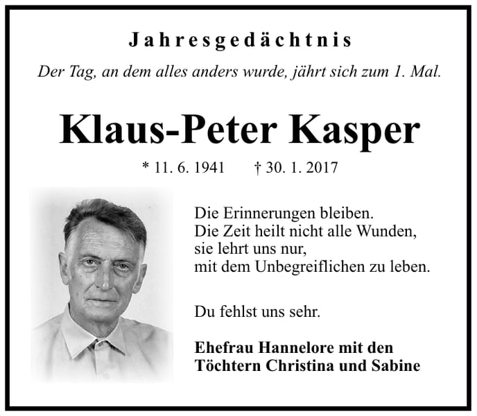 Jahresgedenken Klaus-Peter Kasper