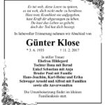 Traueranzeige Günter Klose