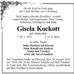 Traueranzeige Gisela Kockott, geb. Malluschke