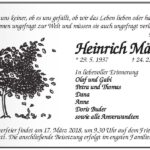 Traueranzeige Heinrich Märcz