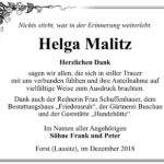Danksagung Helga Malitz