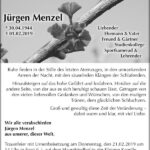 Traueranzeige Jürgen Menzel
