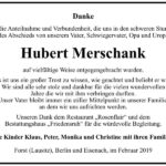 Traueranzeige Hubert Merschank
