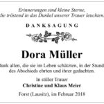 Danksagung Dora Müller