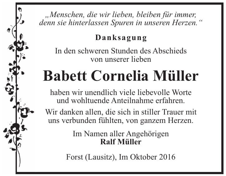 Danksagung Babett Cornelia Müller
