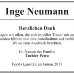 Danksagung Inge Neumann