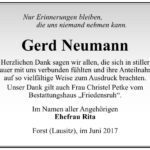 Danksagung Gerd Neumann