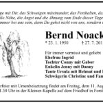 Traueranzeige Bernd Noack