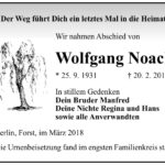 Traueranzeige Wolfgang Noack