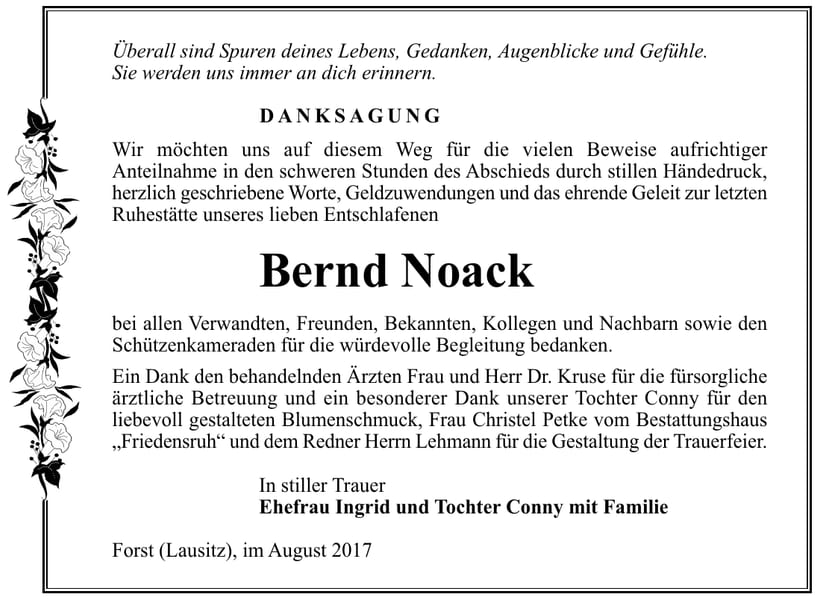 Danksagung Bernd Noack