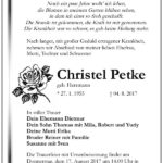 Traueranzeige Christel Petke, geb. Herrmann