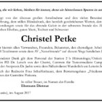 Danksagung Christel Petke