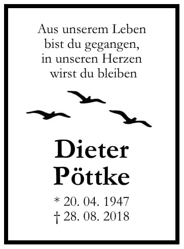 Traueranzeige Dieter Pöttke