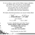 Traueranzeige Martina Pohl geb. Schoder