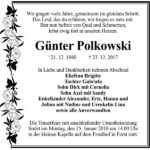 Traueranzeige Günter Polkowski