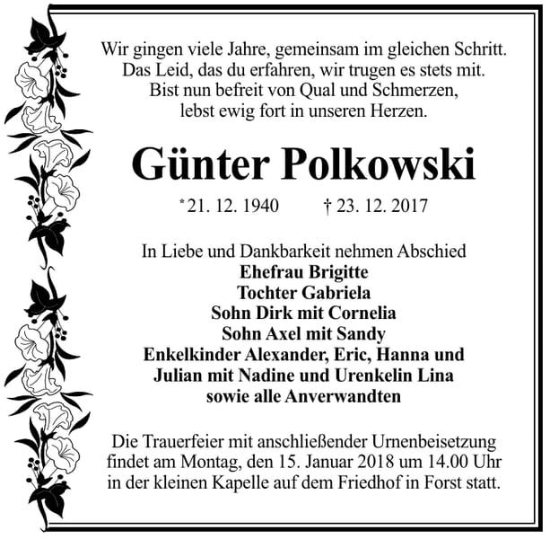 Traueranzeige Günter Polkowski