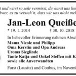 Traueranzeige Jan-Leon Queißert