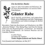 Danksagung Günter Rabe