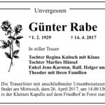 Traueranzeige Günter Rabe