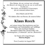 Danksagung Klaus Reech